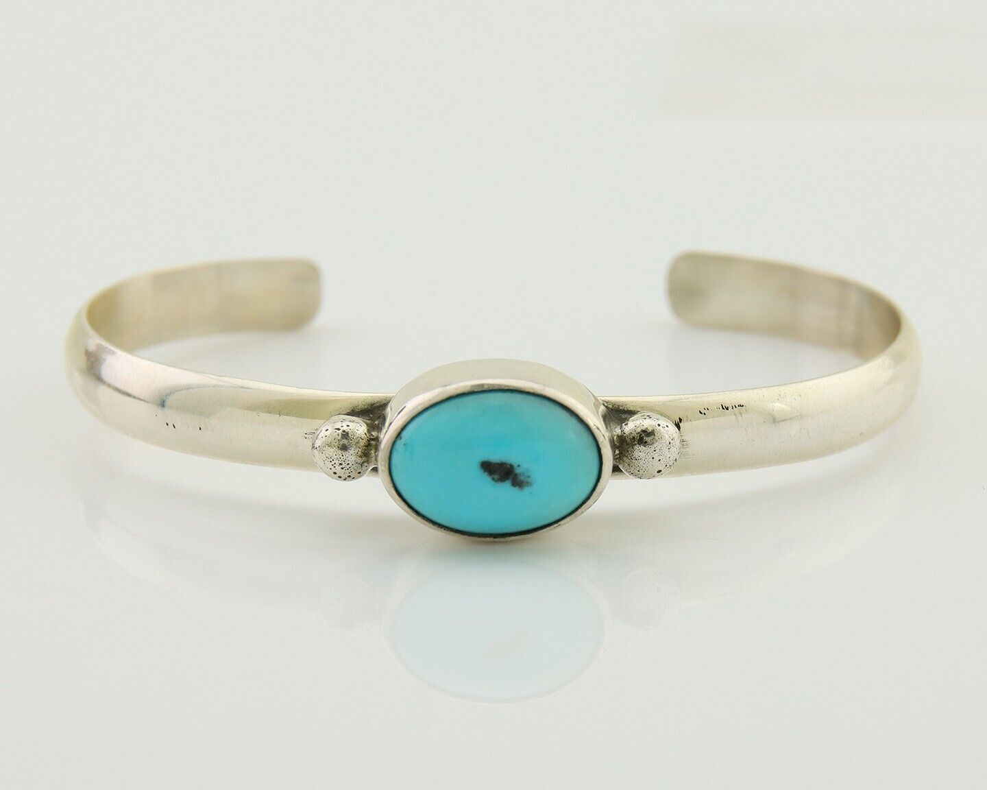 Navajo Cuff Bracelet Blue Turquoise 925 Silver Native American Artist C.80's