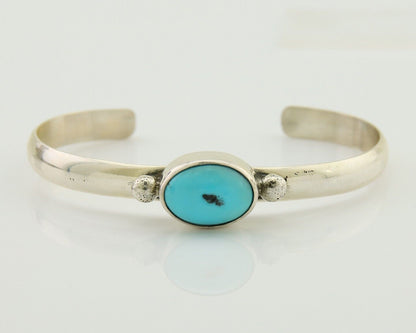 Navajo Cuff Bracelet Blue Turquoise 925 Silver Native American Artist C.80's