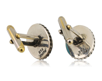 Navajo Cufflinks 925 Silver Native American Natural Turquoise C.80's