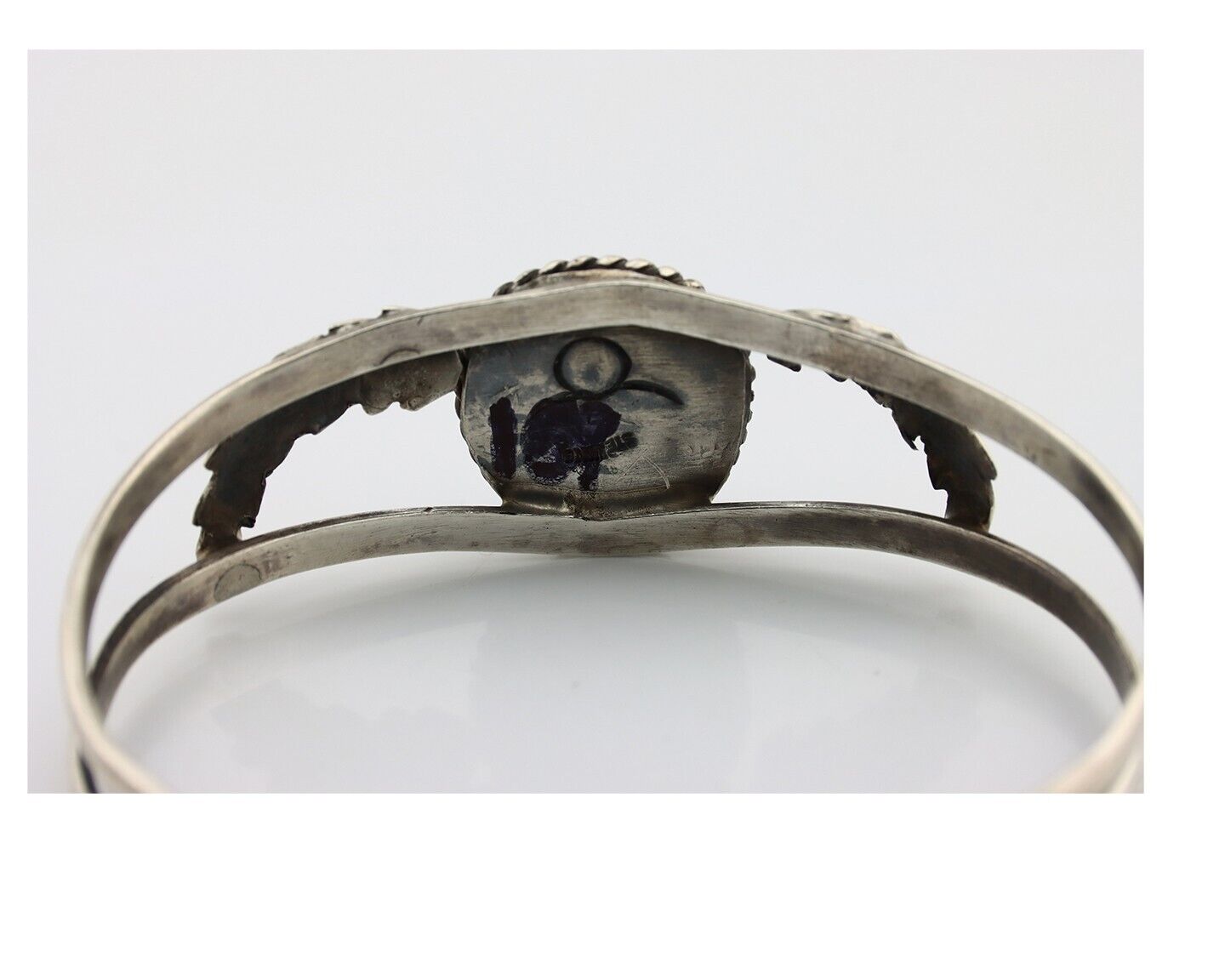 Navajo Bracelet 925 Silver Natural Blue Turquoise Artist Signed Rising Sun C80s