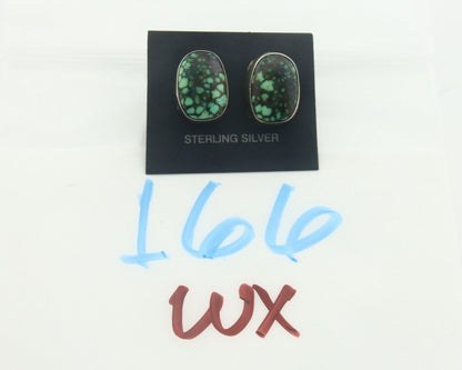 Navajo Earrings 925 Silver Spiderweb Natural Turquoise Signed D Lvingston C80s