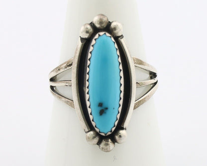 Navajo Ring .925 Silver Sleeping Beauty Turquoise Signed SkyStone Creations C80s
