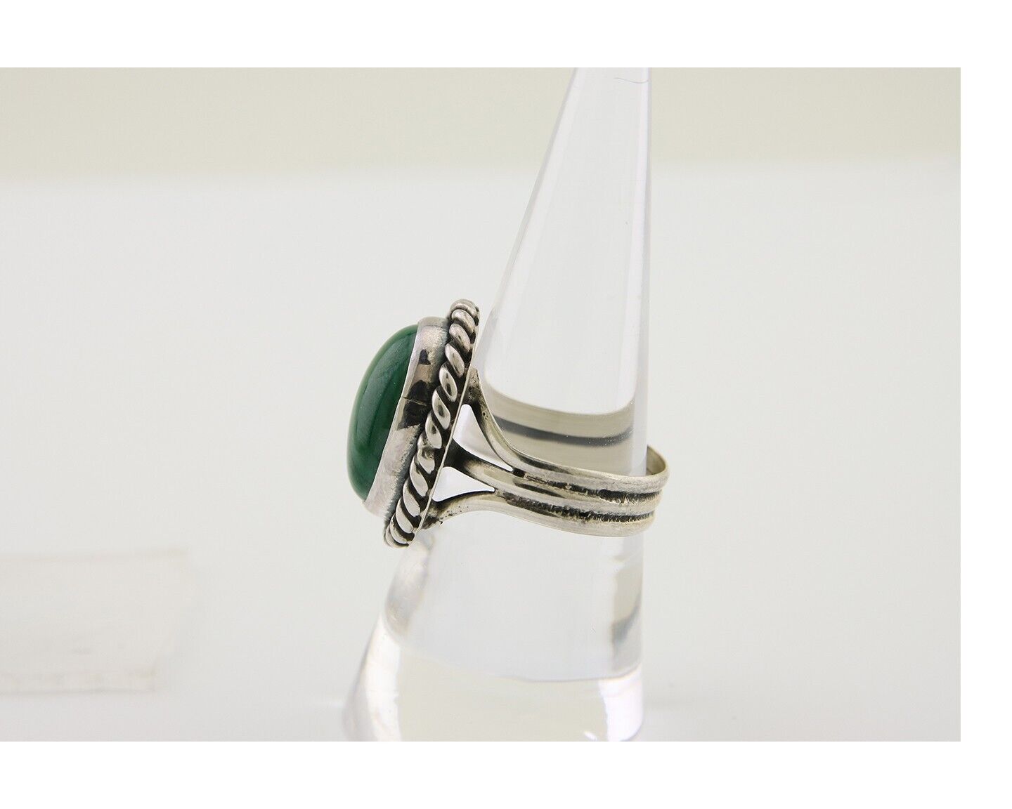 Navajo Ring 925 Silver Natural Malachite Native American Artist C.80's