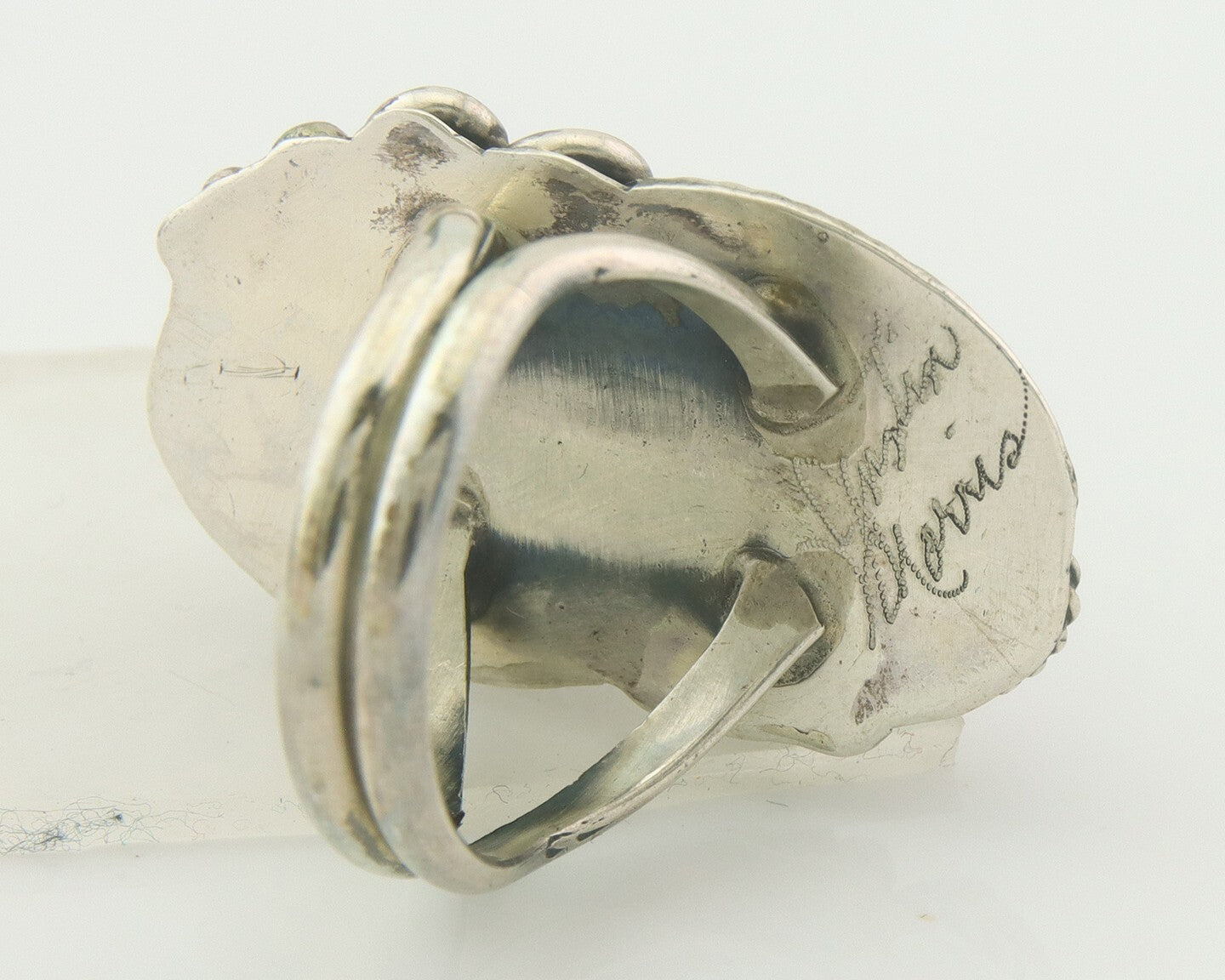 Navajo Ring 925 Sterling Natural Coral & Turquoise Signed JM C.80's Size 8.5