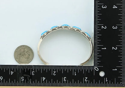 Navajo Cuff Bracelet 925 Sterling Silver Turquoise Vintage Signed Jeff Largo