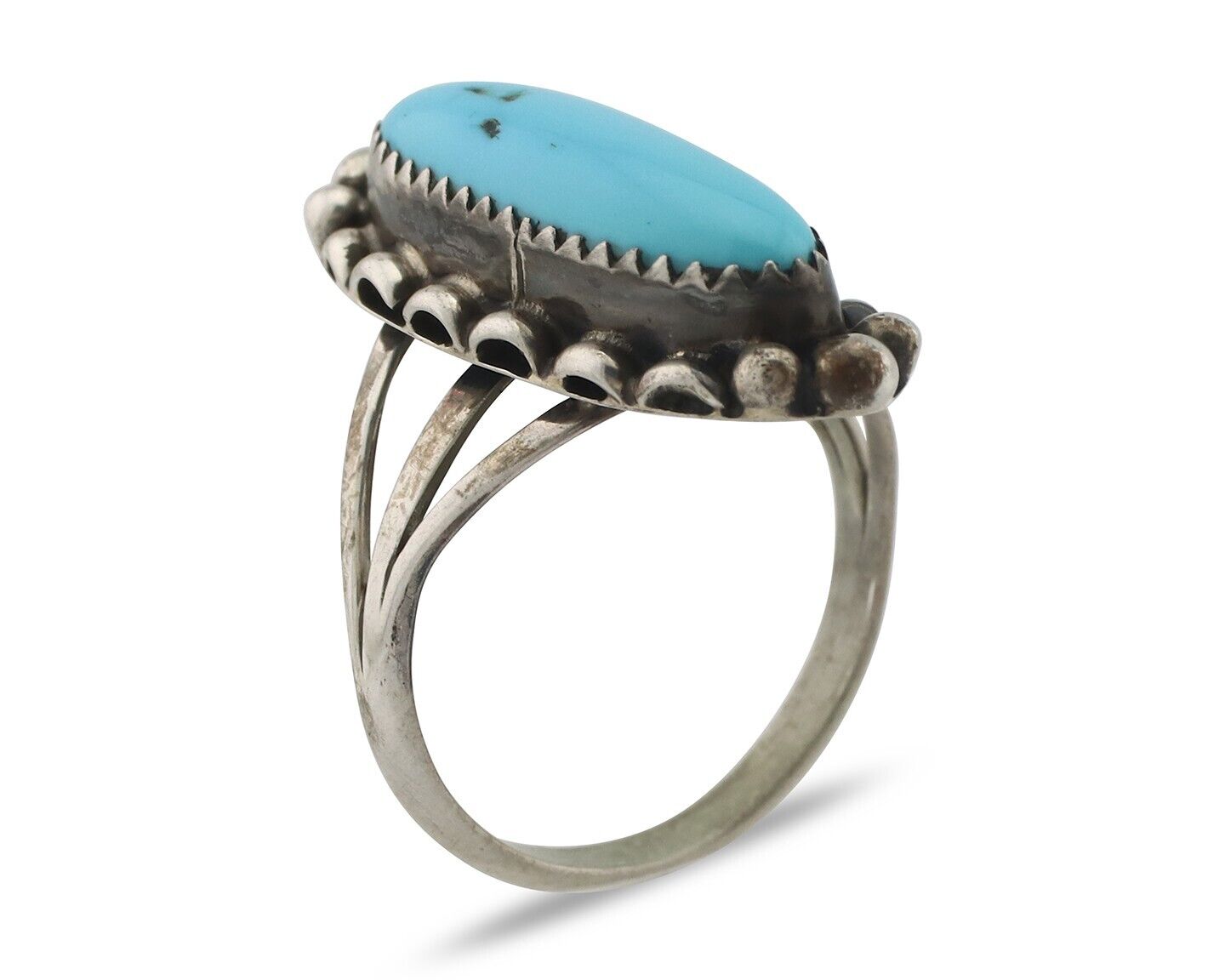 Navajo Ring .925 Silver Sleeping Beauty Turquoise Signed SkyStone Creations C80s