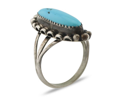 Navajo Ring .925 Silver Sleeping Beauty Turquoise Signed SkyStone Creations C80s
