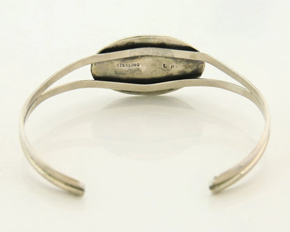 Navajo Cuff Bracelet 925 Sterling Silver Vintage Turquoise Signed LP HandStamped