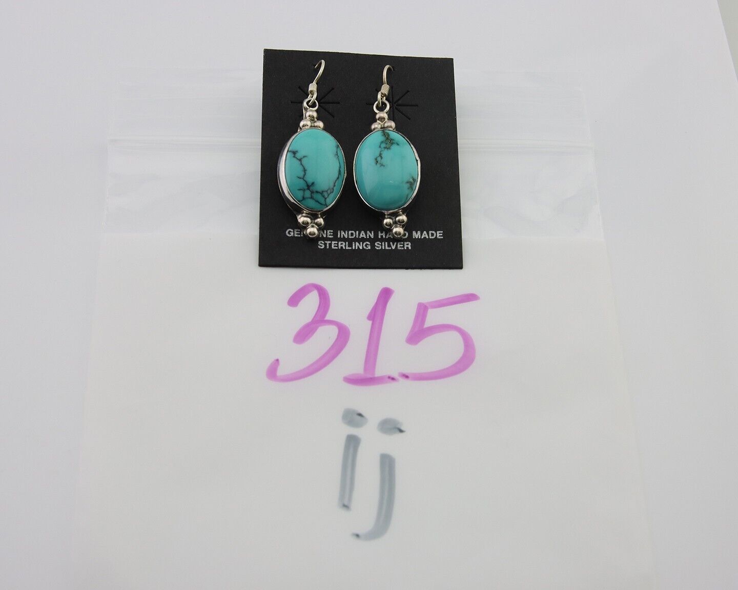 Navajo Dangle Earrings 925 Silver Natural Turquoise Native Inca Mfg C.80's