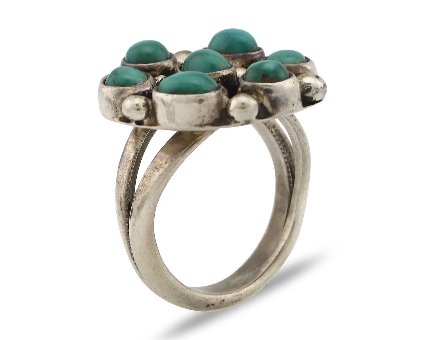 Navajo Ring .925 Silver Natural Blue Turquoise Native American Artist C.80's