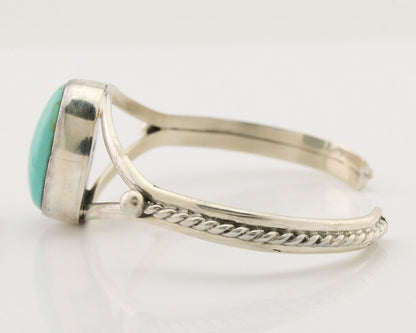 Navajo Cuff Bracelet 925 Silver Natural Blue Turquoise Artist Signed Gecko C.80s