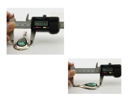 Navajo Pendant 925 Silver Blue Gem Turquoise Artist Signed MC C.80's