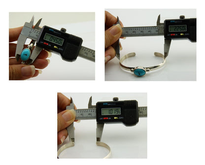 Navajo Cuff Bracelet Blue Turquoise 925 Silver Native American Artist C.80's