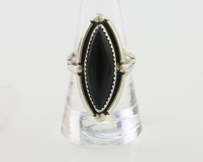 Navajo Handmade Ring 925 Silver Black Onyx Artist Signed SC C.80's