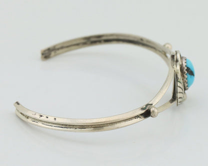 Navajo Bracelet 925 Silver Sleeping Beauty Turquoise Native American Artist C80s
