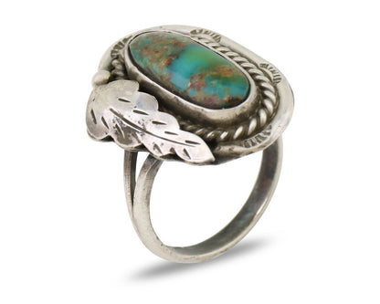 Navajo Handmade Ring 925 Silver Natural Turquoise Signed Jason Livingston C.80's