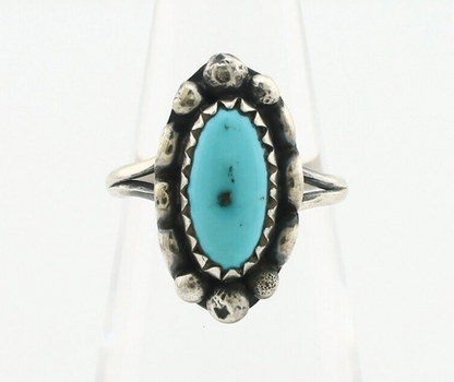 Navajo Ring 925 Silver Sleeping Beauty Turquoise Artist Signed SC C.80's