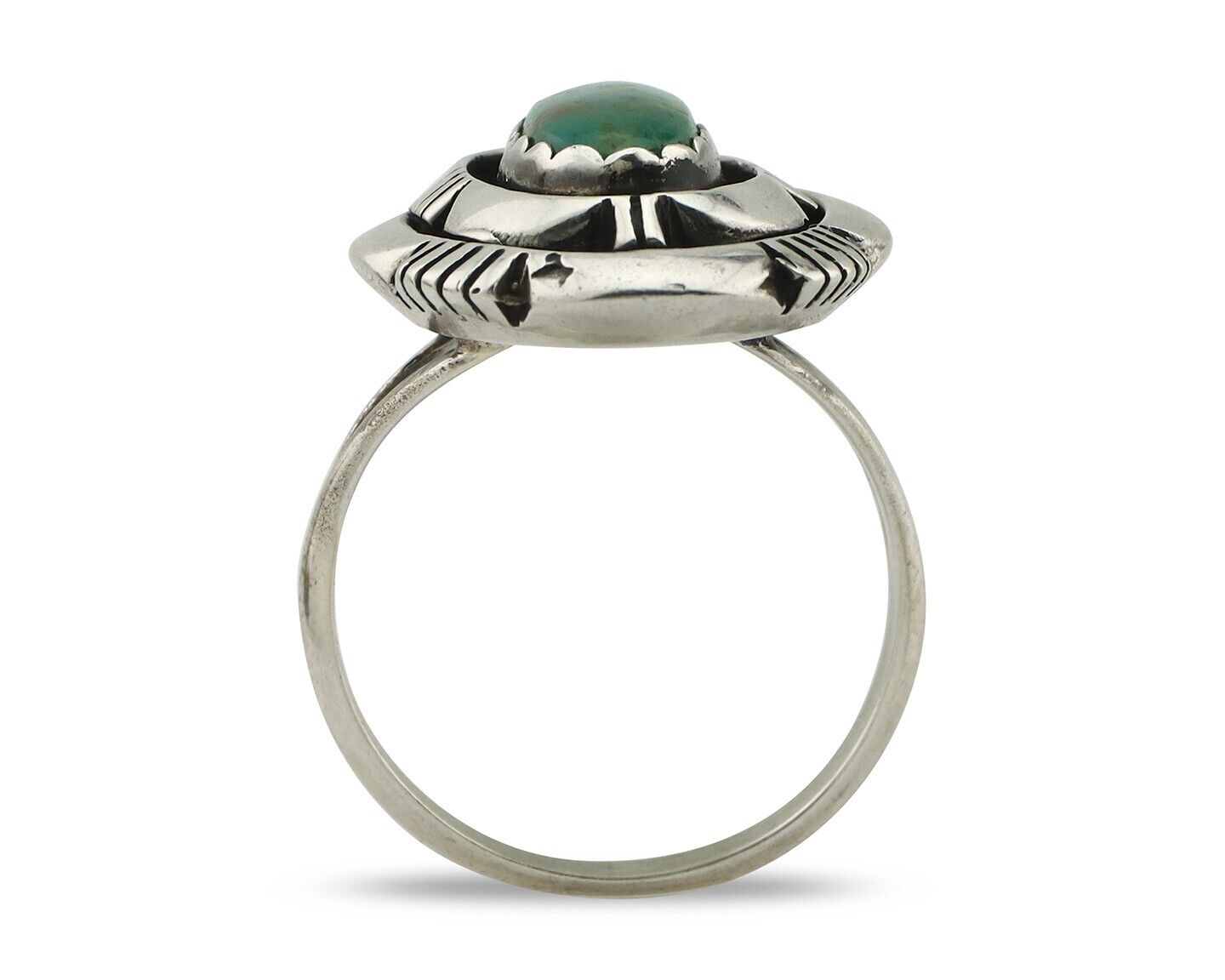 Navajo Ring 925 Silver Turquoise Artist Signed Leonard & Marian Nez C.80's