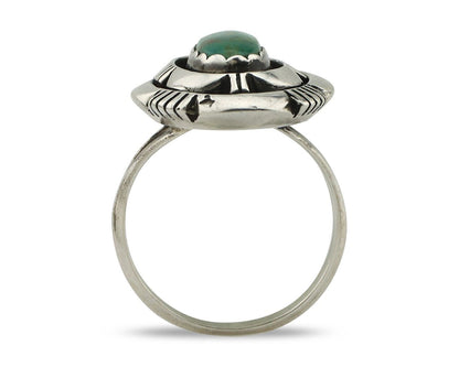 Navajo Ring 925 Silver Turquoise Artist Signed Leonard & Marian Nez C.80's