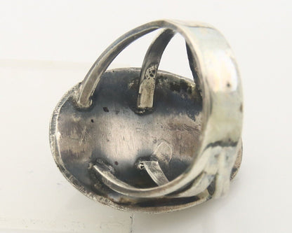 Navajo Ring 925 Sterling Turquoise Handmade Native Artist C.80's Size 8.25