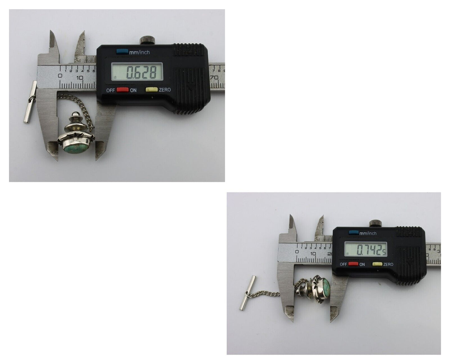 Navajo Tie Tack 925 Silver Natural Mined Turquoise Native American Artist C.80's