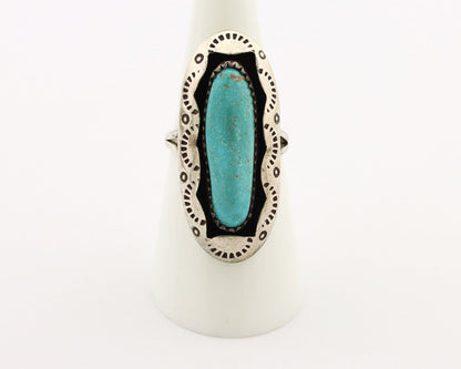 Navajo Ring 925 Silver Natural Kingman Turquoise Native American Artist C.80's
