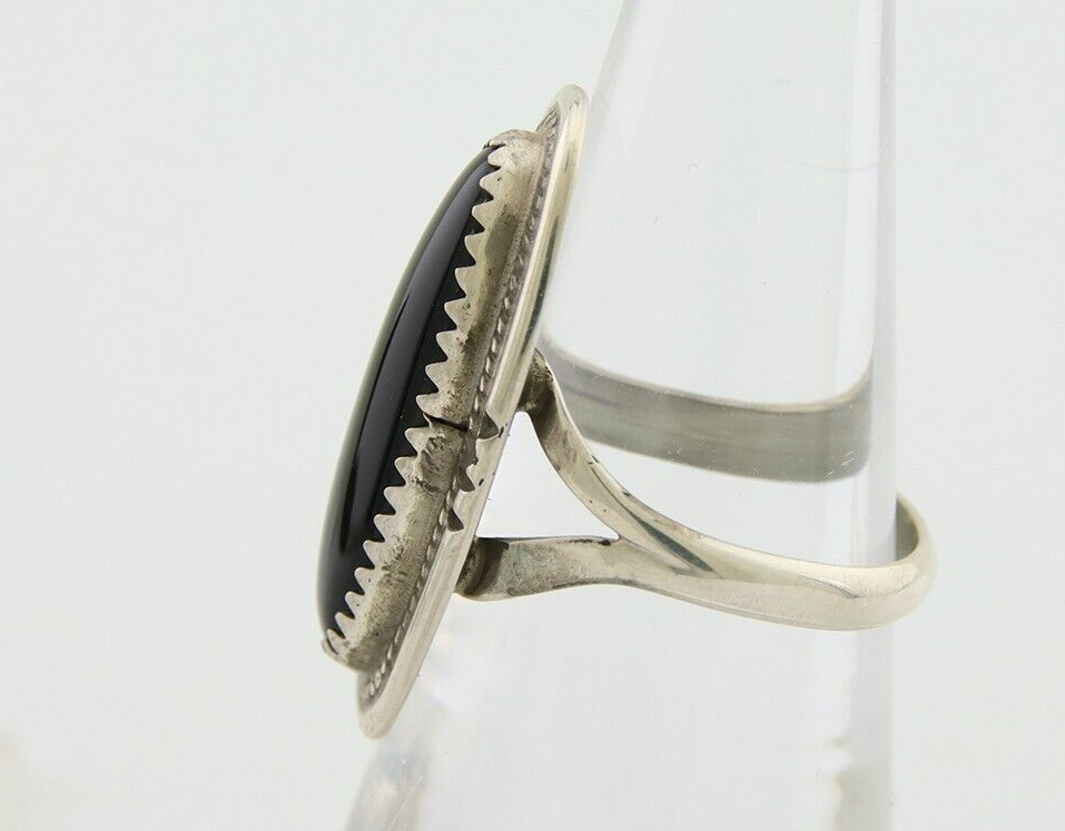 Navajo Handmade Ring 925 Silver Black Onyx Native American Artist C.80's