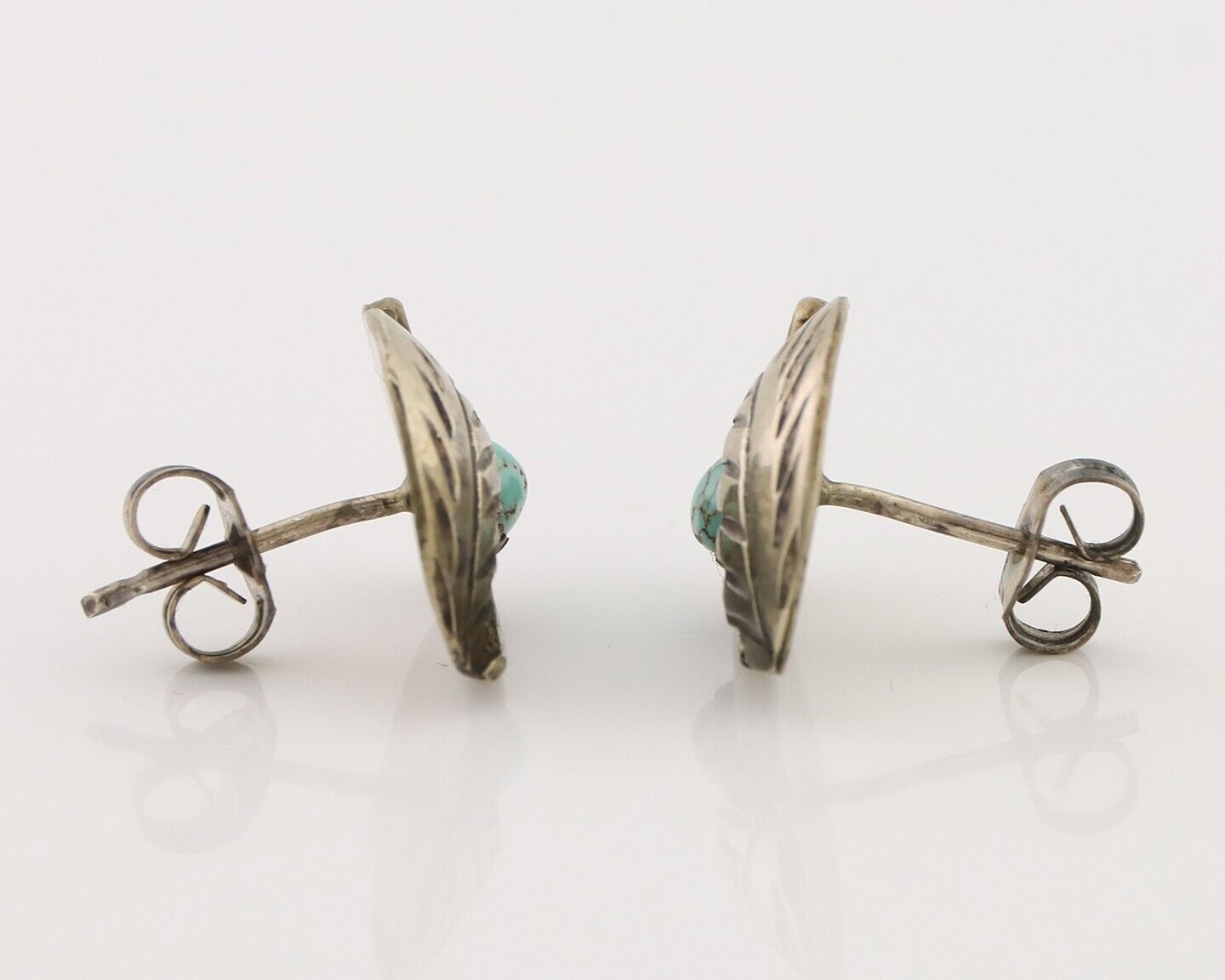 Navajo Earrings 925 Silver Natural Turquoise Native American Artist C.80's