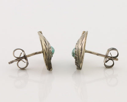 Navajo Earrings 925 Silver Natural Turquoise Native American Artist C.80's