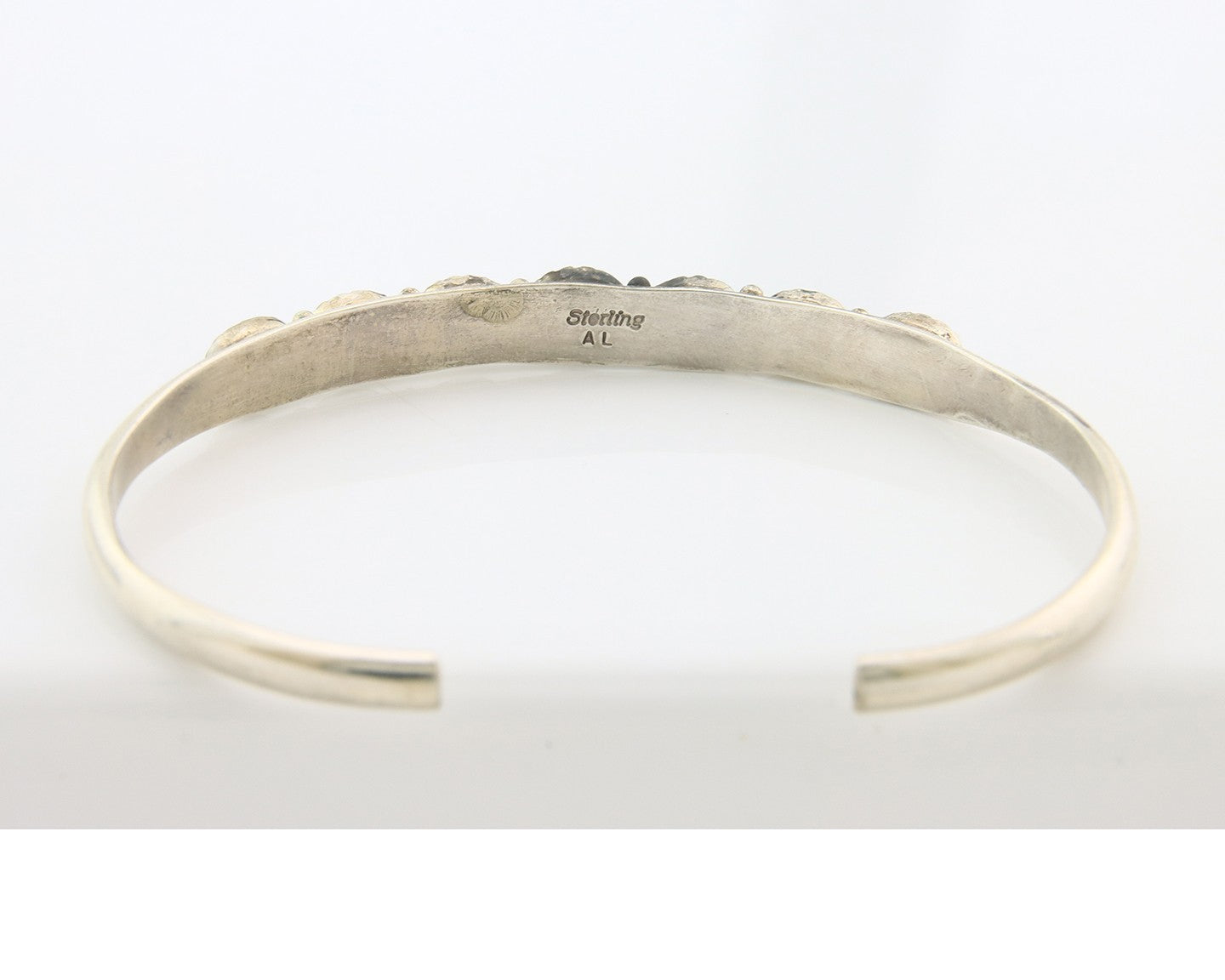 Navajo Cuff Bracelet Sterling Silver Natural Malachite Vintage Signed AL