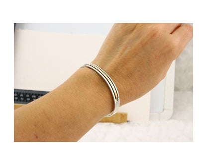 Navajo Bracelet 925 Silver & 12k Yellow Gold Plated Cuff Signed E C.80's