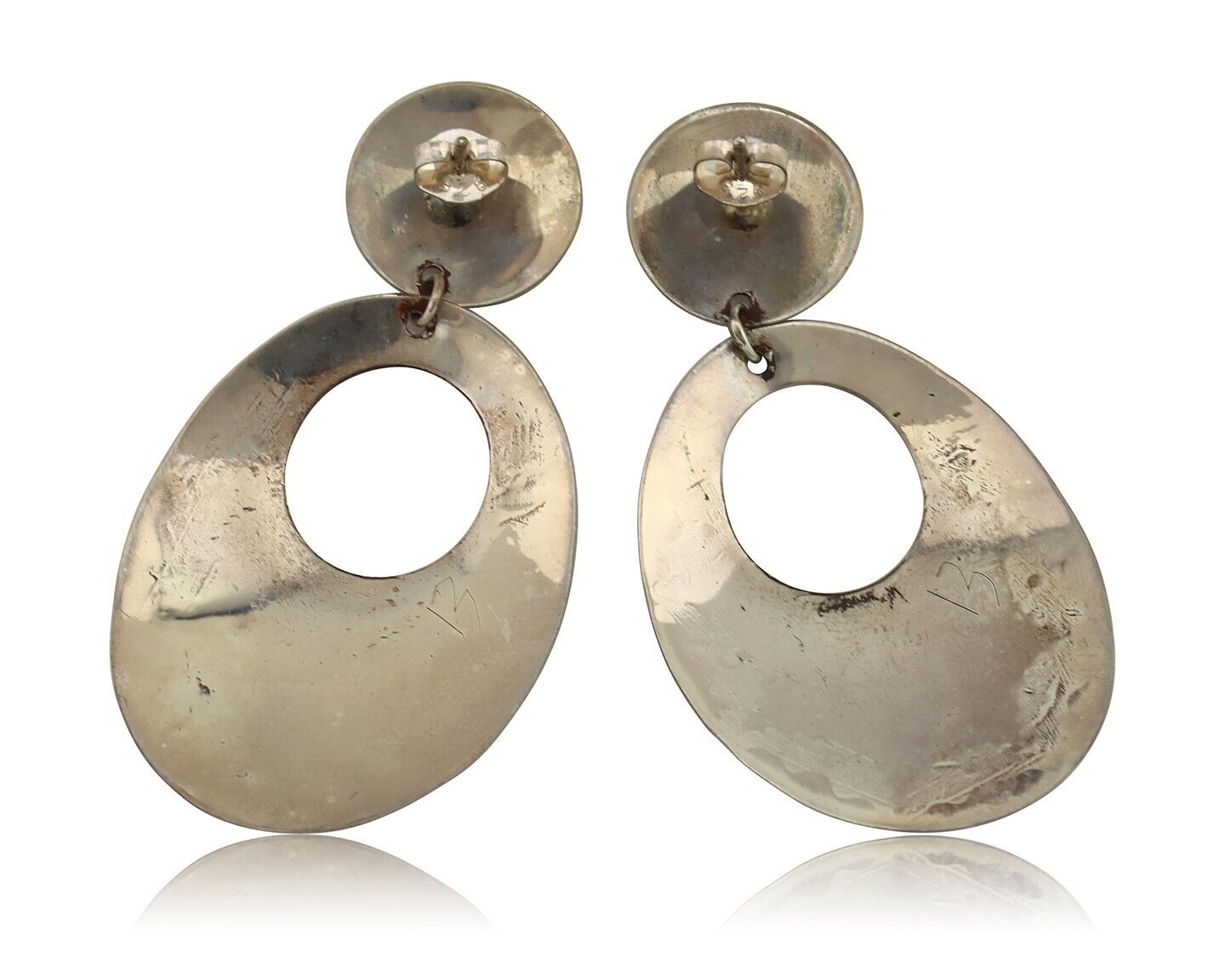 Navajo Dangle Handmade Earrings 925 Silver Blue Turquoise Native Artist C.80's