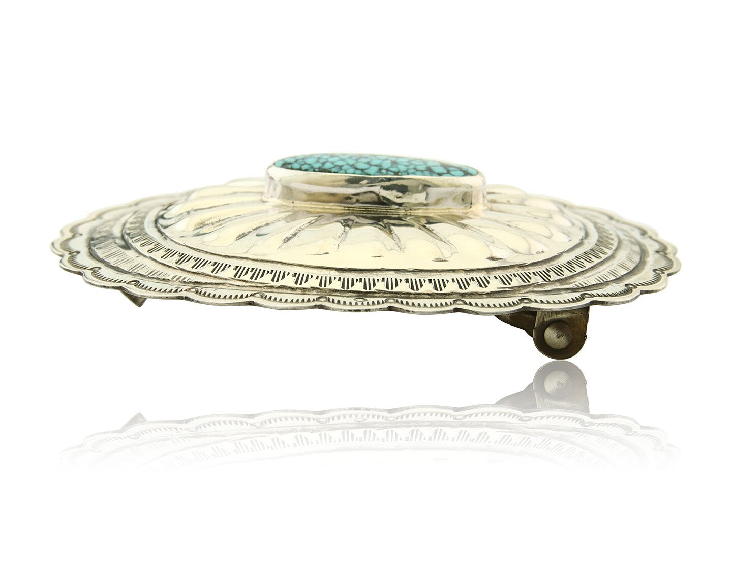 Navajo Belt Buckle 925 Sterling Silver Artist Signed Tony Guerro 2.5x3 in C.80's