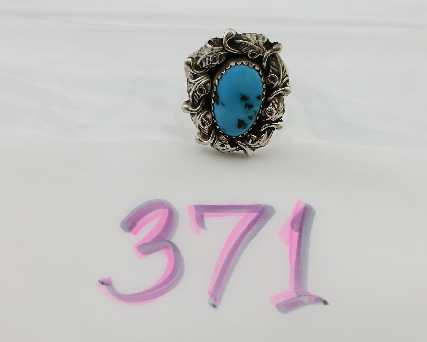 Navajo Handmade Ring 925 Silver Blue Turquoise Native American Artist C.80's