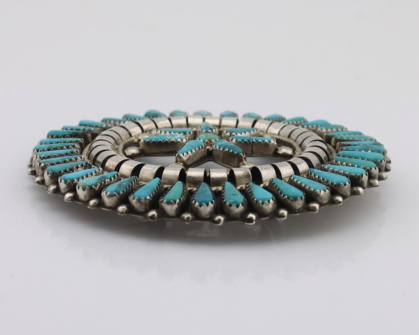Navajo Pin Pendant .925 Silver Blue Turquoise Signed Tommy Wilson C.80's