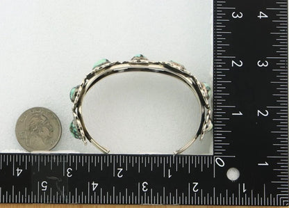 Navajo Cuff Bracelet Sterling Silver Natural Damele Turquoise Vintage Handmade