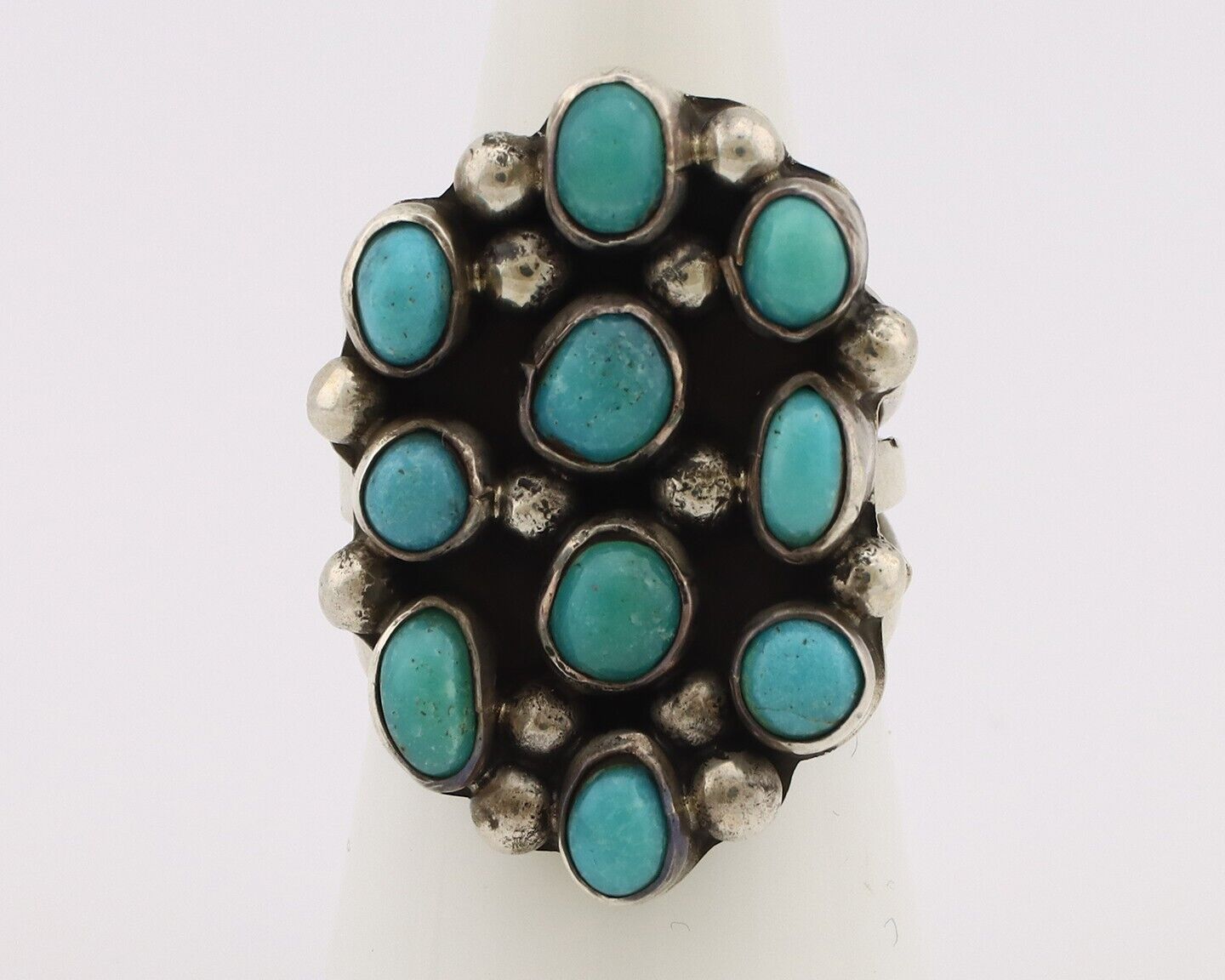 Navajo Ring .925 Silver Natural Blue Turquoise Native American Artist C.80's