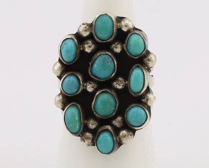 Navajo Ring .925 Silver Natural Blue Turquoise Native American Artist C.80's