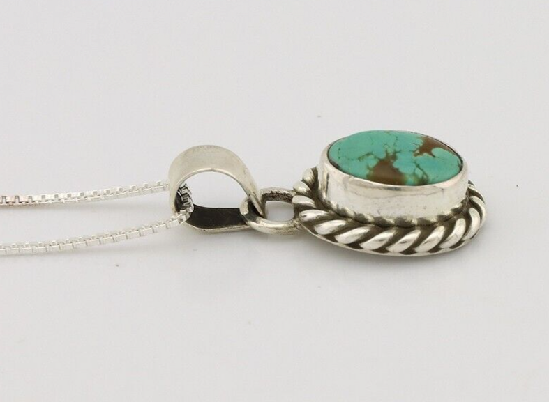 Navajo Necklace 925 Silver Natural Kingman Turquoise Native Artist C.2008