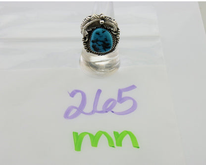 Navajo Ring .925 Silver Natural Slab Turquoise Artist Signed M. S. C.80's