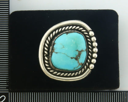 Navajo Ring 925 Sterling Turquoise Handmade Native Artist C.80's Size 6.5