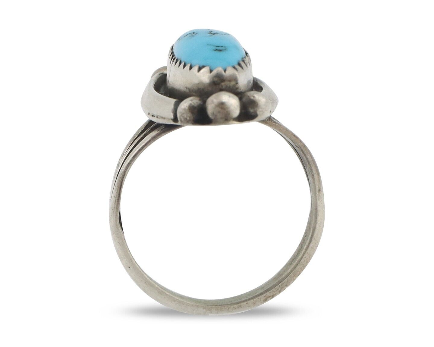 Navajo Ring .925 Silver Sleeping Beauty Turquoise Signed SkyStone Creations C80s