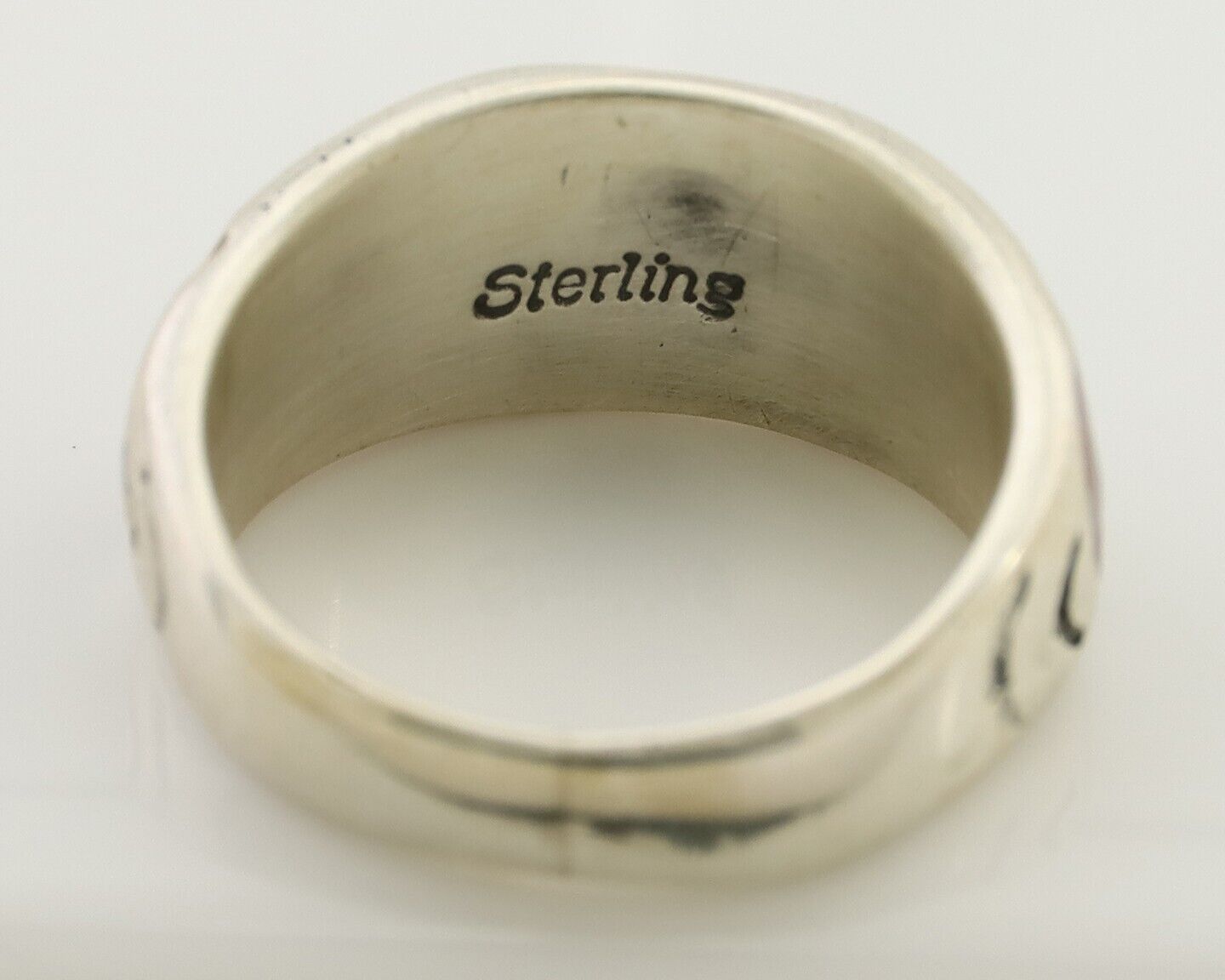 Navajo Ring 925 Silver Turquoise & Coral Natural American Artist C.80's