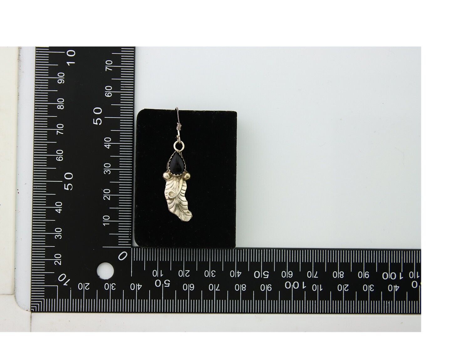 Navajo Earrings 925 Silver Handmade Natural Onyx Signed DB C.80's