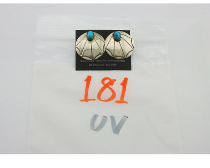 Navajo Earrings 925 Silver Natural Turquoise Native Artist C.80's