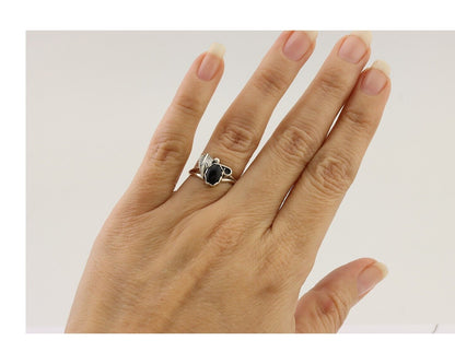 Navajo Handmade Ring 925 Silver Natural Onyx Native Artist Size 5.0 C.80's