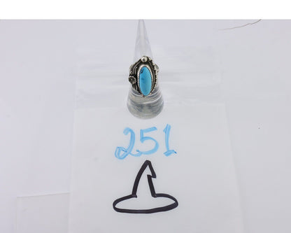 Navajo Ring 925 Silver Sleeping Beauty Turquoise Artist Signed SC C.80's