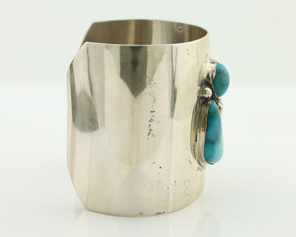 Navajo Bracelet 925 Silver Natural Blue Turquoise Signed David Zachary C.80's