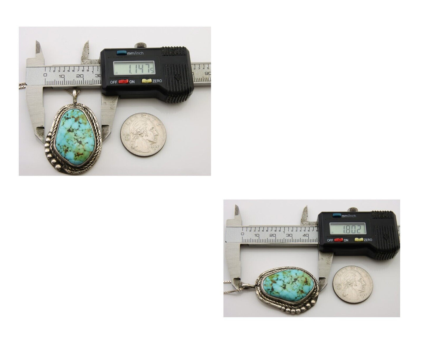 Navajo Pendant 925 Silver Turquoise Native Artist Signed The Blue Indian 1995