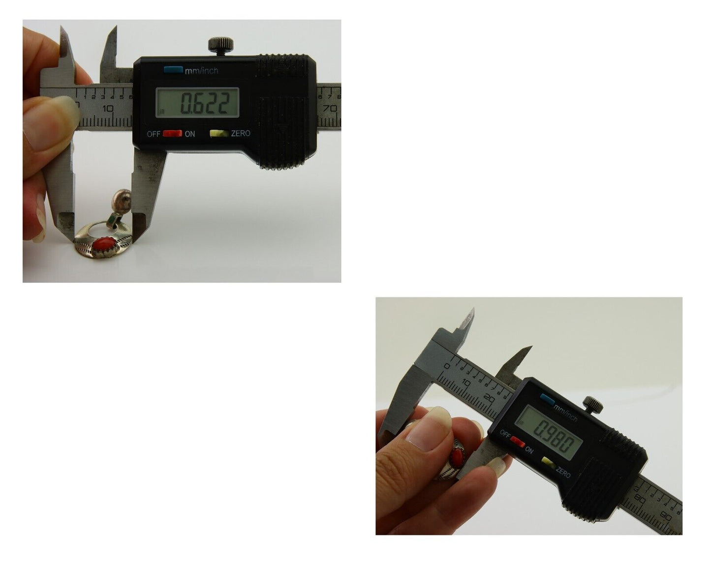 Navajo Earrings 925 Silver Natural Red Coral Artist Signed KF C.80's